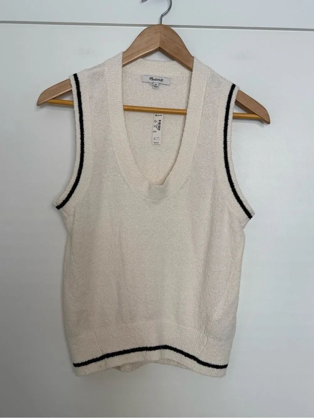 Madewell Boucle Knit Sweater Tank Top Cotton Blend Vintage Ivory Sz XS NWT
